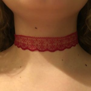 handmade red lace choker